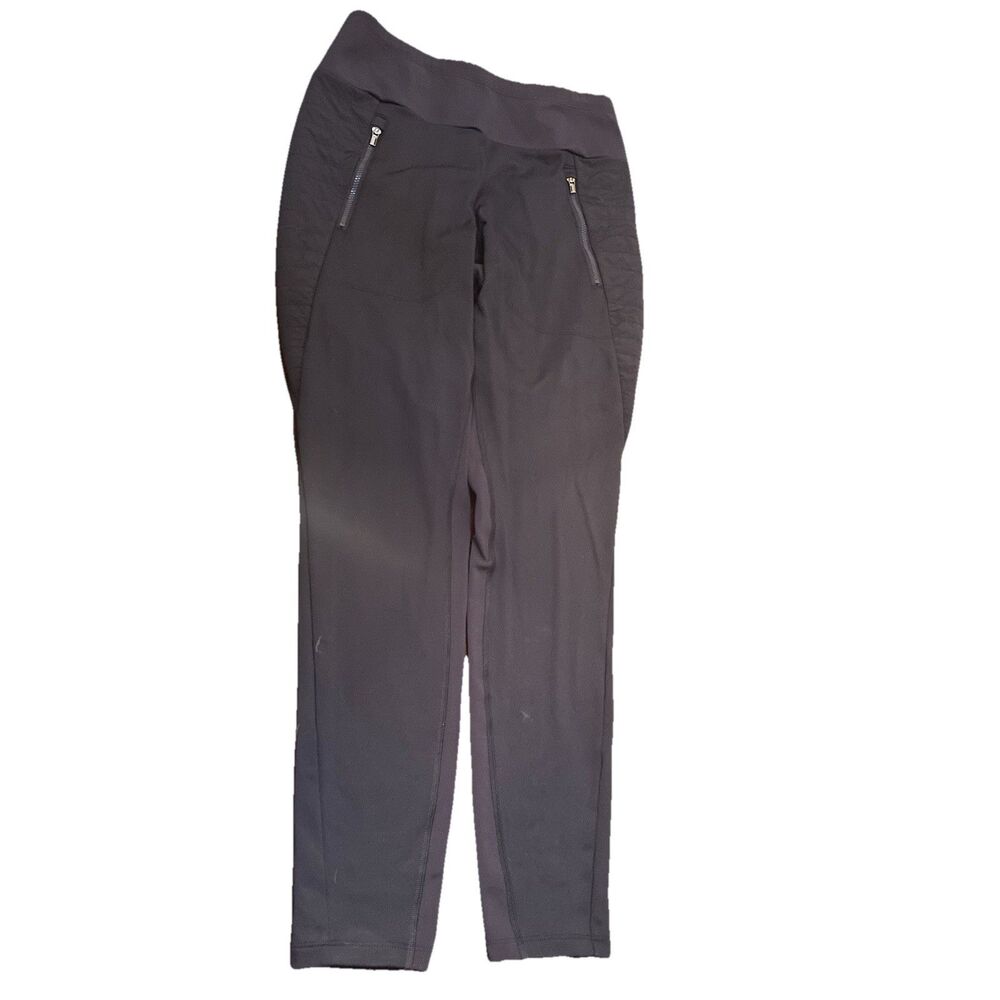 Athleta Womens Peak Hybrid Fleece Tight Leggings Stretch Size S Navy Zip Pockets